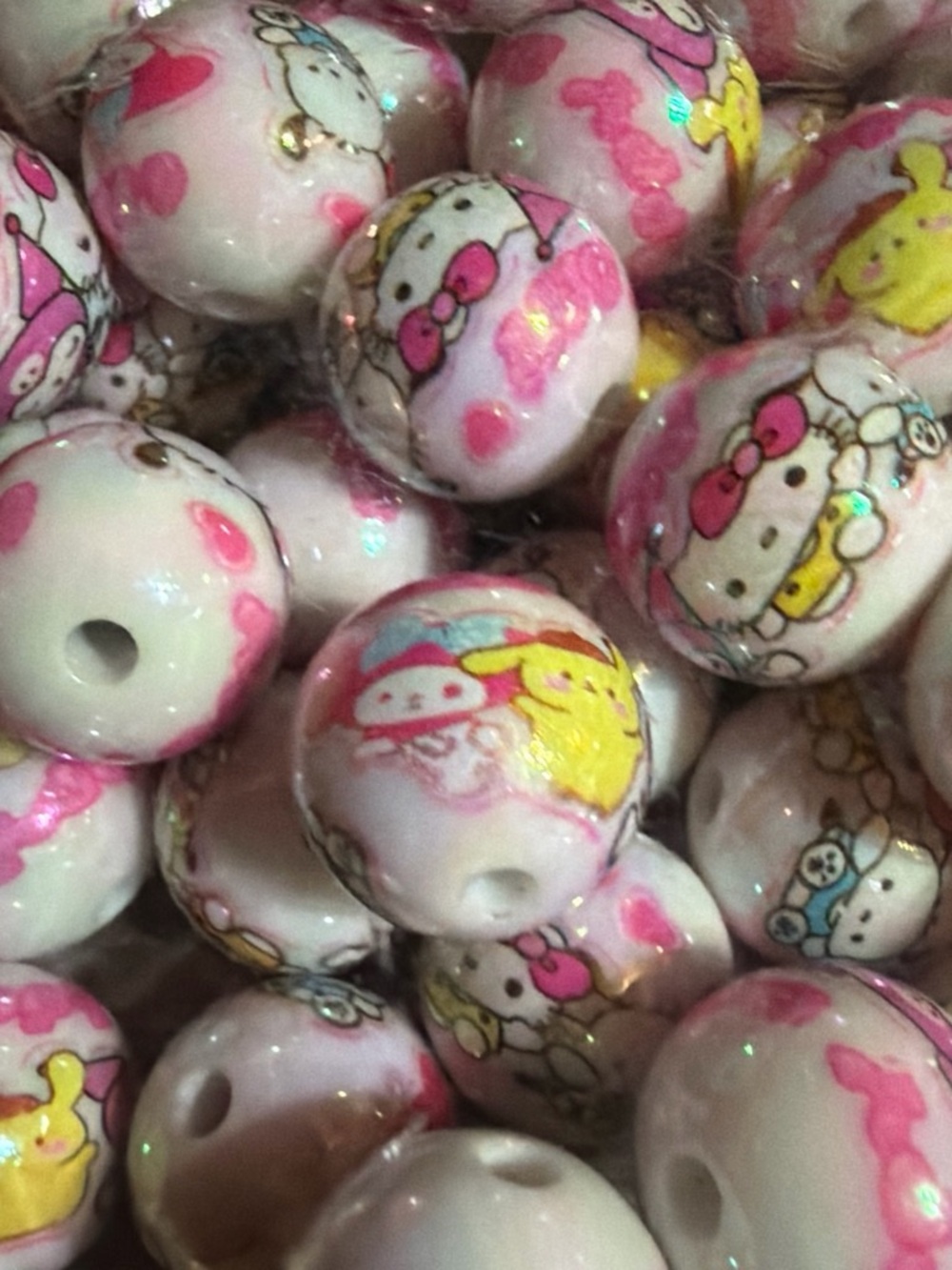 Lot of 20 Sanrio family character beads. 16 mm for pens!